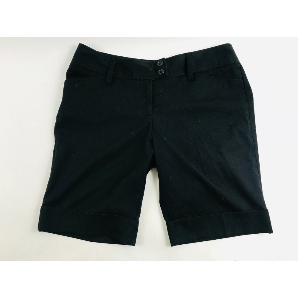 Star City Dress Shorts Women's Size 5 Solid Black Bermuda Shorts Cuffed Pocket